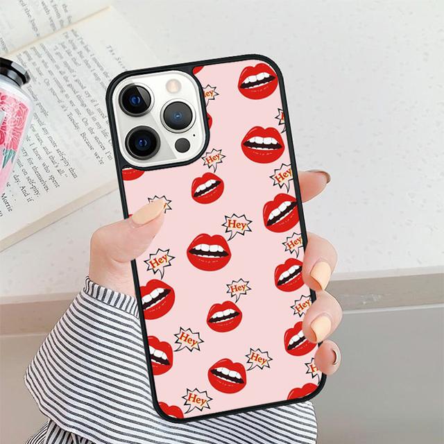 Sexy Mädchen Dame Rote Lippen Handyhülle Für iPhone 17 Air 16 15 14 plus 12 13 Pro max Weiche Stoßfängerhülle Cover coque
