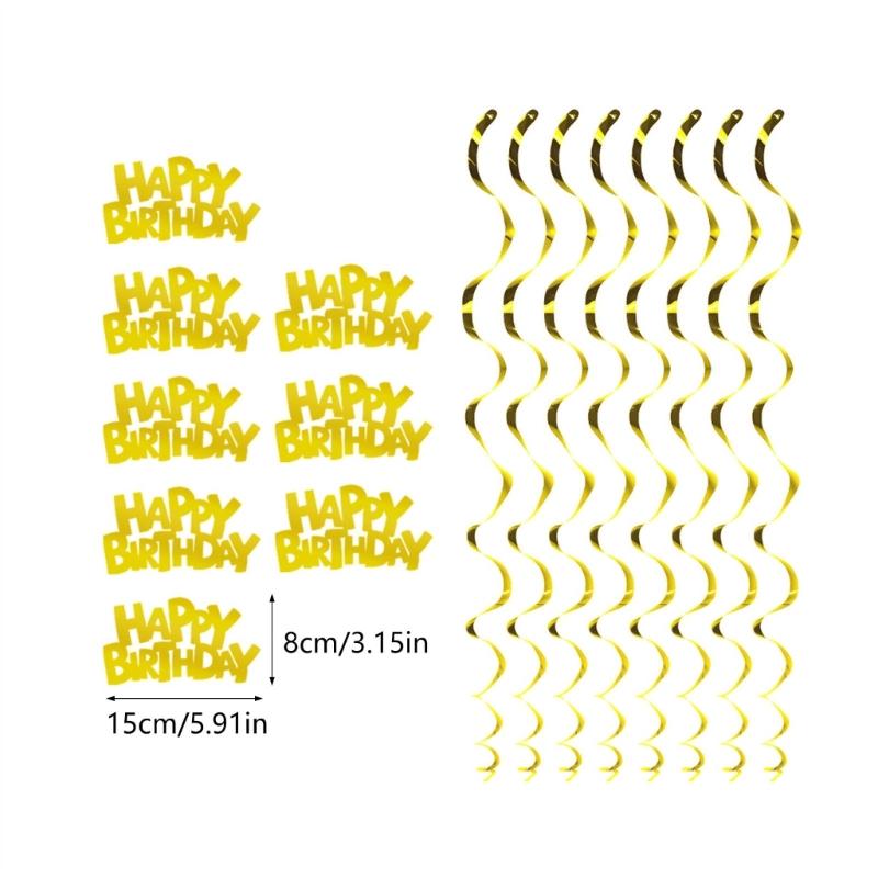 Stylish Birthday Party Hanging Swirls Beautiful Happy Birthday Spirals Decors Set Individualized Party Enhancement