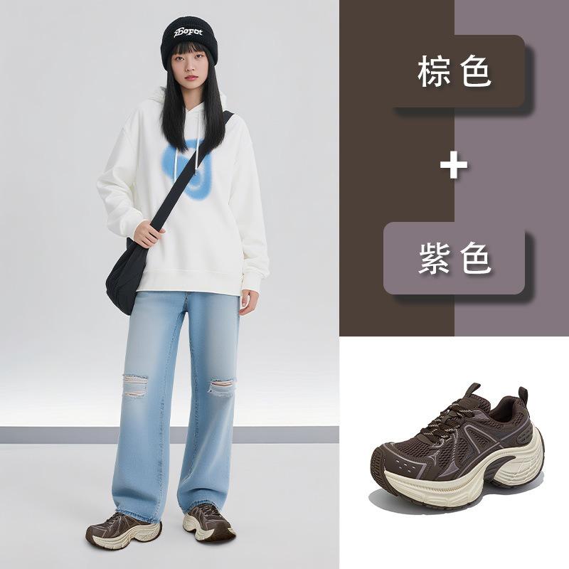 Suction Film Sole New Dad Shoes Women's Autumn Thick-soled Heightening Shoes Women's Sports and Leisure Shoes Commuter Versatile Shoes