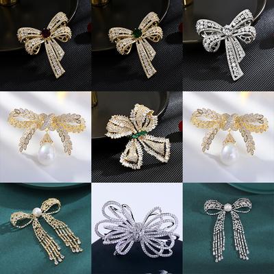 European And American Style Fashion Retro Women's Luxurious Bow Brooch Coat Accessories Jewelry Gift Large Brooch