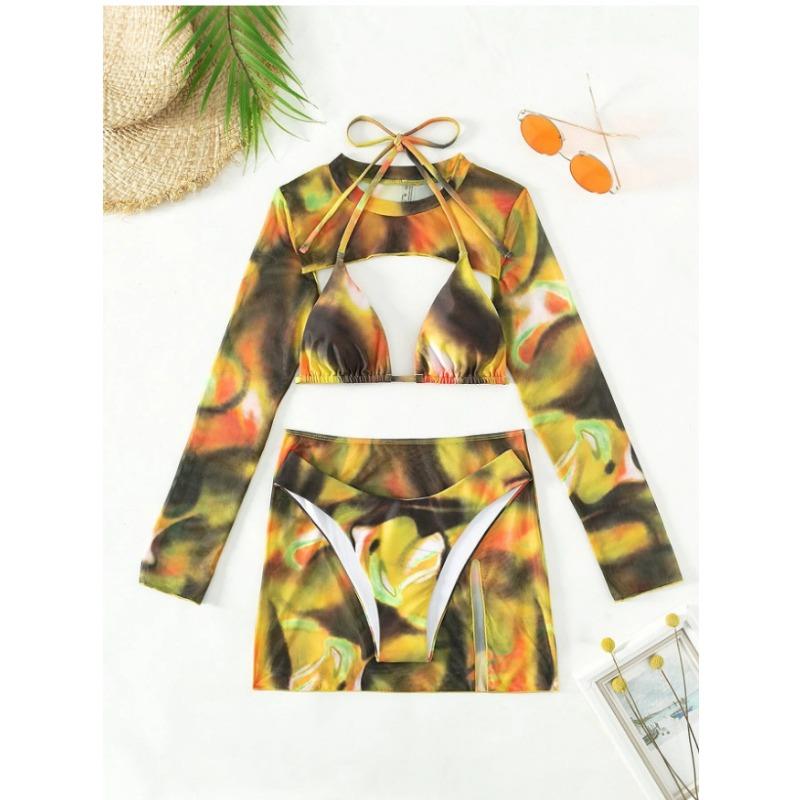 New bikin bikini tie-dye four-piece split swimsuit for women