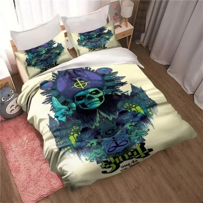 Rock Band Ghost Pattern Bedding Set For Bedroom Soft Modern Bedspreads Comefortable Kids Duvet Cover Quilt Cover And Pillowcase