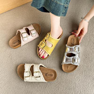 Thick-soled Slippers Women's Summer Wear 2025 New Niche Versatile Belt Buckle with Skirt Beach Cool Slippers