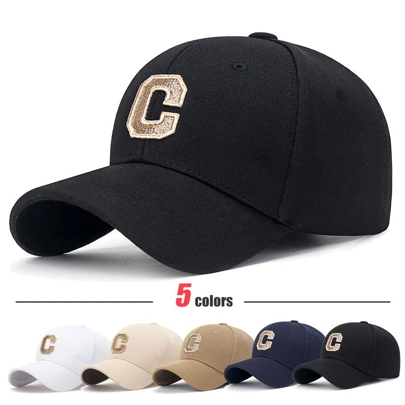 New High Quality Cotton Hardtop Baseball Cap Elastic Pineapple Cloth Material Gold Thread Embroidery Craft C Letter Design Style