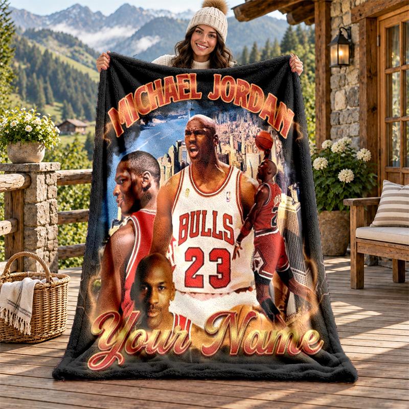 Chicago Bulls Custom Name Flannel Blanket Personalized Soft Warm Plush Throw Blanket Customized Gift for Family Friends