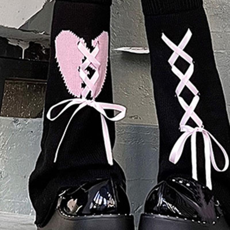 Summer Solid Bandage Pile Sock Bows Sweet Pantyhose Subculture-Japanese-Cute Style Jokers Leg Covers for Womens