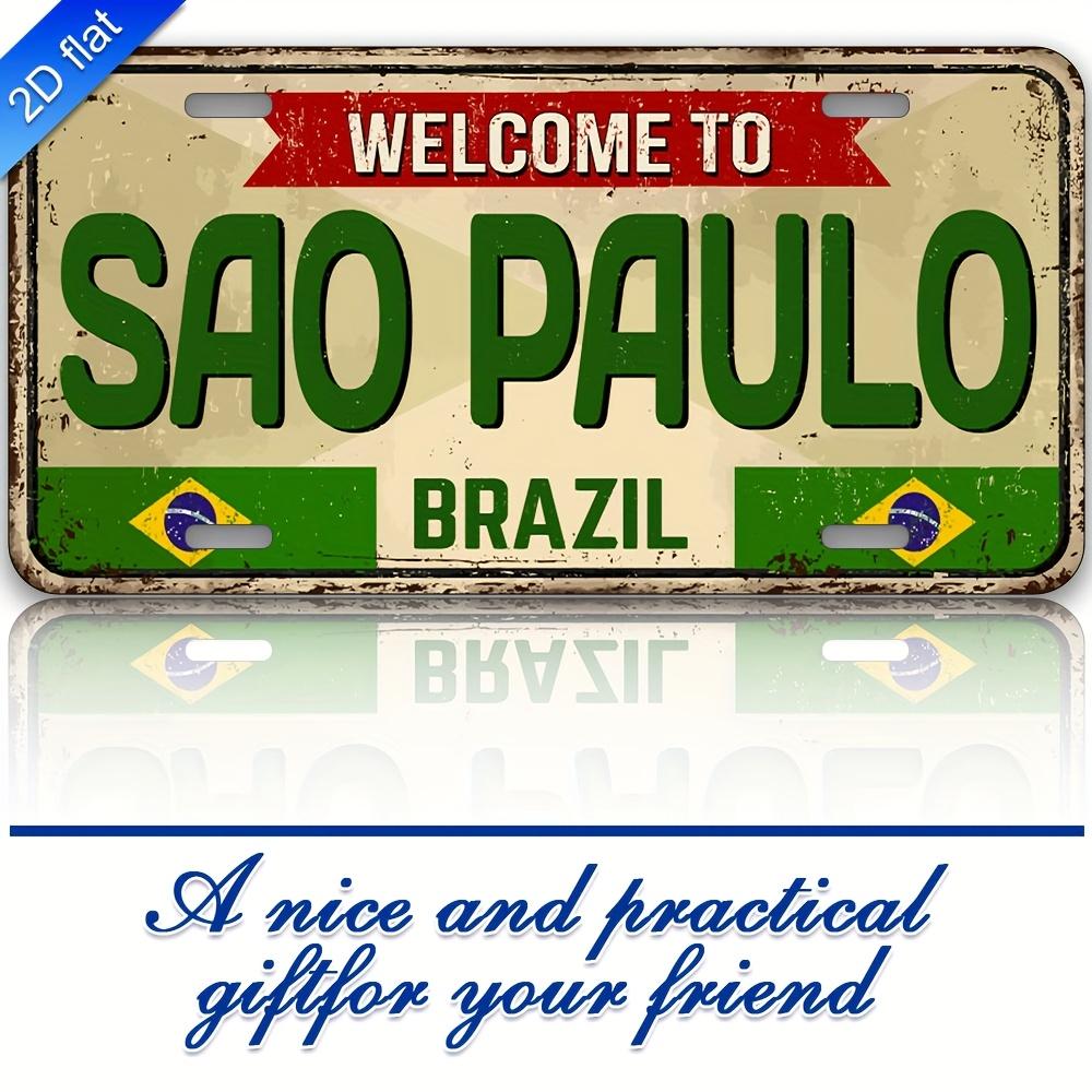 AL Sign Vintage Durable Metal Plaque Wall Decor Sao Paulo Brazil Retro Travel City Wall Art 15x30cm(5.9x7.8inch)