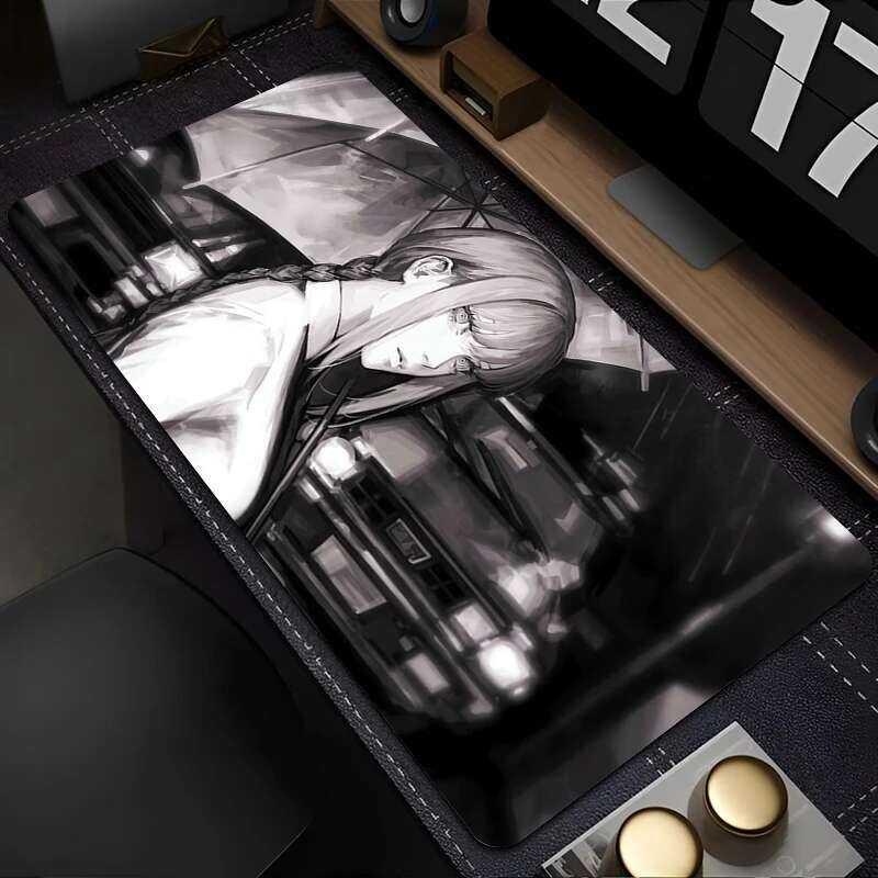 Mouse Pad Laptop Black And White Manga Abstract Mousepad Japan Anime Chainsaw Man Desk Mat Pc Kawaii Girl Makima Hd Keyboard Pad