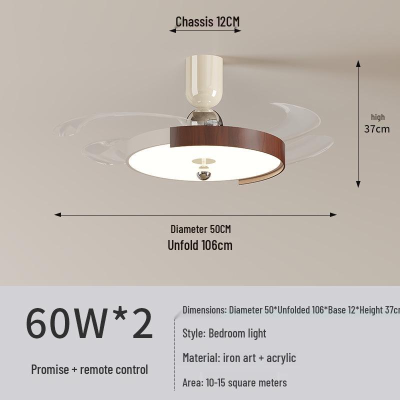 

52-inch Retro Ceiling Fan Light with High Wind Force for Living Room, Bedroom, and Dining Room Offline voice control + remote