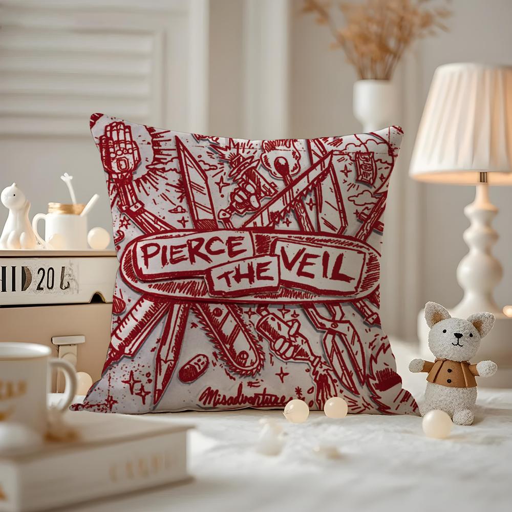 Pierce The Veil Cushion Cover Anti-dustmite Pillowcase Invisible Zipper Silky Short Plush Sofa Cushion Cover