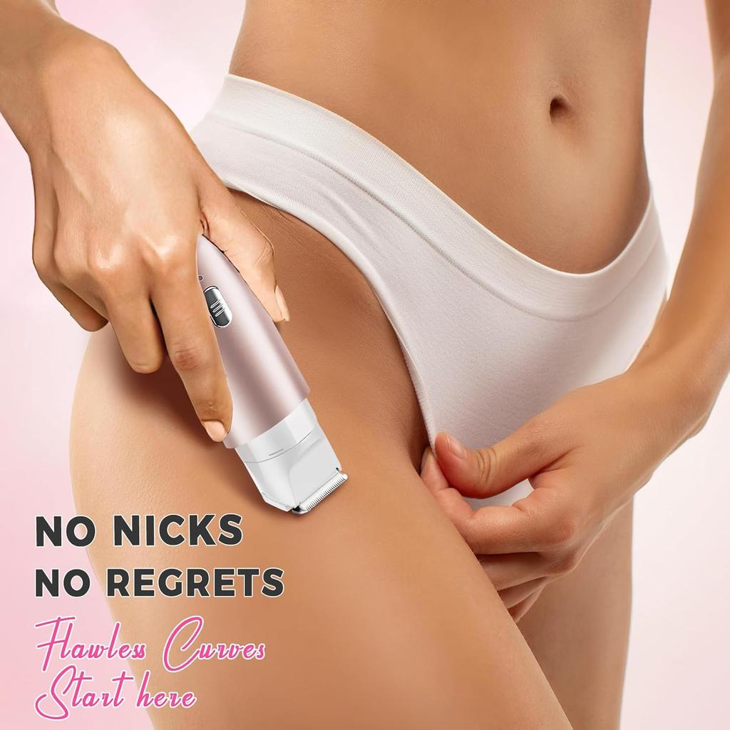 Bikini Trimmer for Women,Shaver with Dual Heads for Body Pubic Hair,Electric Razors for Women,Facial Razor for Travel,IPX7 Waterproof,Smooth Ceramic