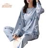 2 pçs/set o-pescoço manga longa mid-rise cintura elástica solto pijamas conjunto meninas dos desenhos animados impressão pulôver blusa calças compridas conjunto