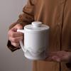 400ml Ceramic Tea Mug with Lid & Infuser, Dragon & Mountain Ink Art