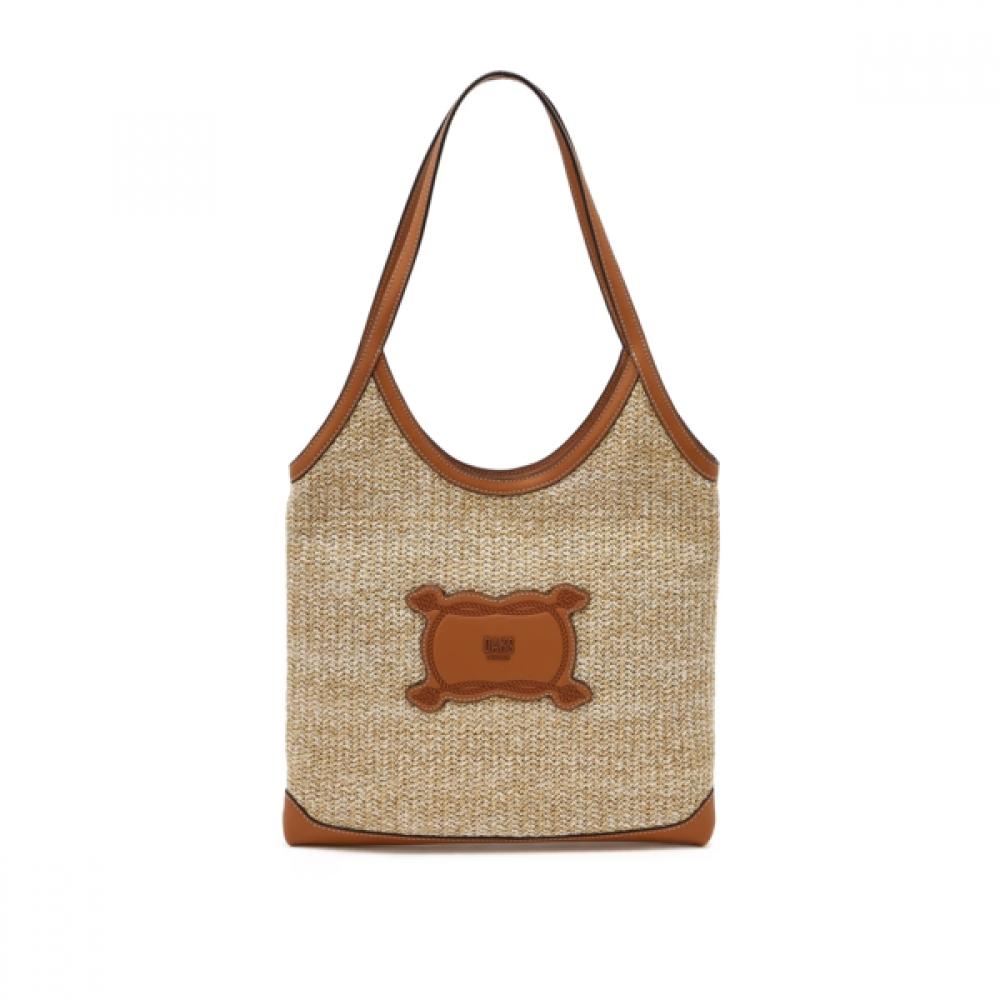 Daks Summer Raffia Leather Colorblock Shoulder Bag Dcba6e152i2