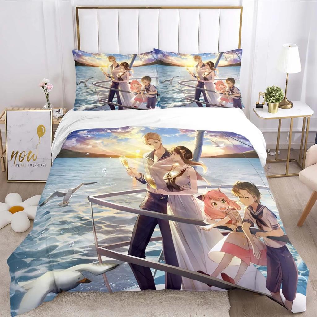 Cute spy x family Cartoon All Season Duvet Cover Comforter Bedding Set Soft Quilt Cover and Pillowcases Single/Double/Queen/King