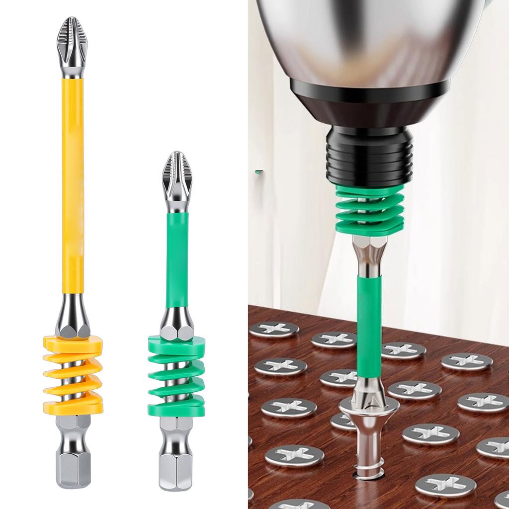 2Pcs Spring Loaded PH Screw Driver Bits Non Slip Magnet Tip 1Celsius4in Hex Shank Proof Steel for Electricians Power Drill Hand Tools 65mm 9