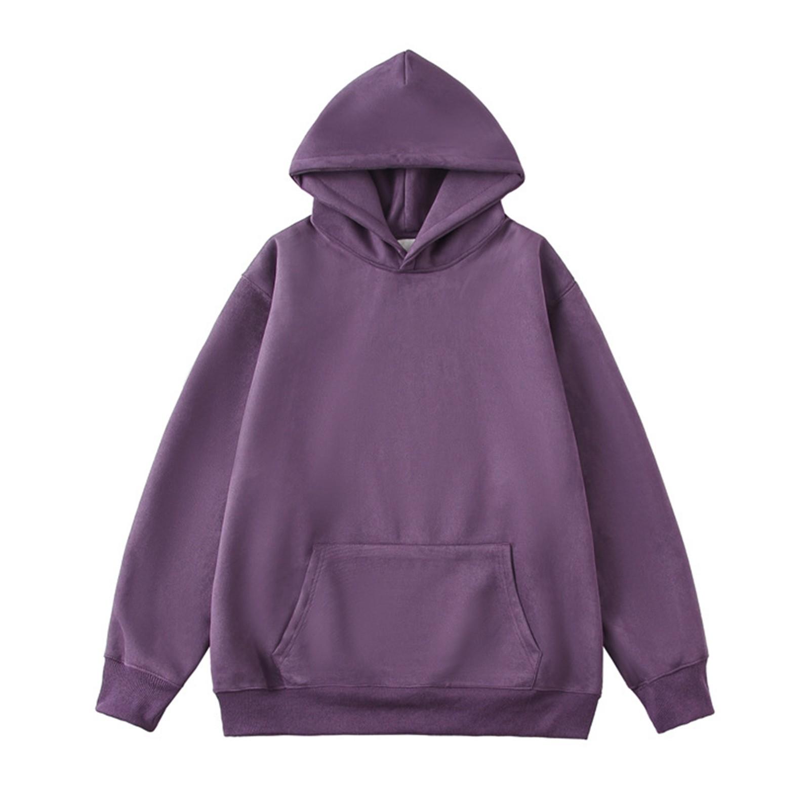 

Осенний мужской замшевый гладкий свитер с капюшоном, новый большой базовый размер XXXXL фиолетовый