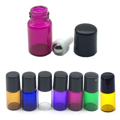 5Pcs ColoredRoller Bottles 1ml 2ml 3ml  Sample Test Roll Essential Oil Vials with Stainlesss Steel Ball