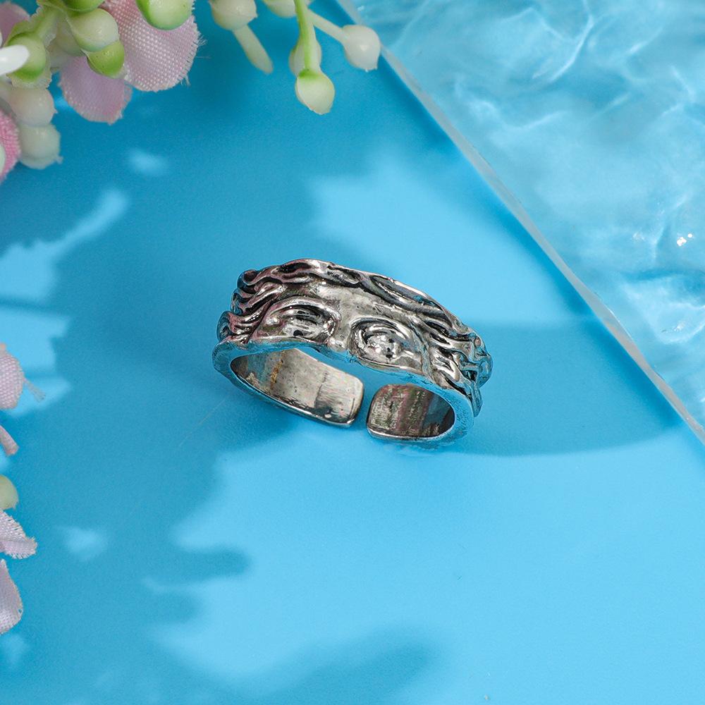 Half-face Ring for Men and Women, Cold Style, Fashionable Temperament, Open Adjustable Ring