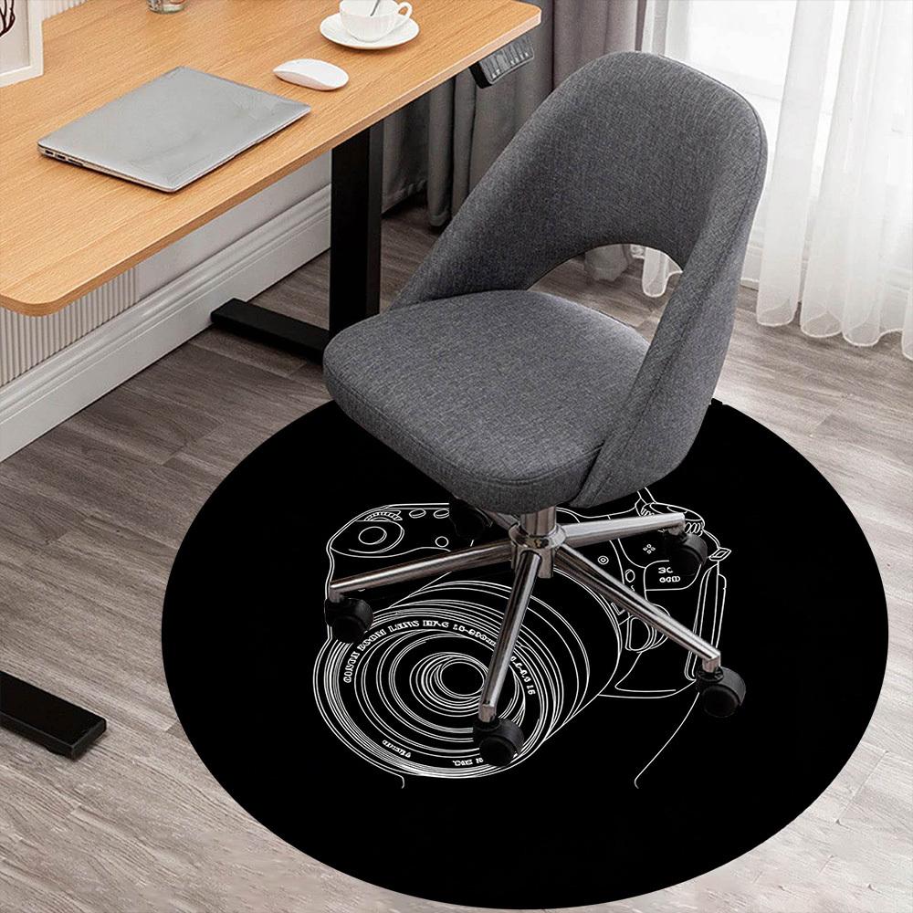 

1 шт. Круглый коврик для стула с изображением объектива камеры, ковер для офисной зоны - Нескользящий, напольный коврик для офиса, спальни и декора помещений p127226 80cm by 80cm