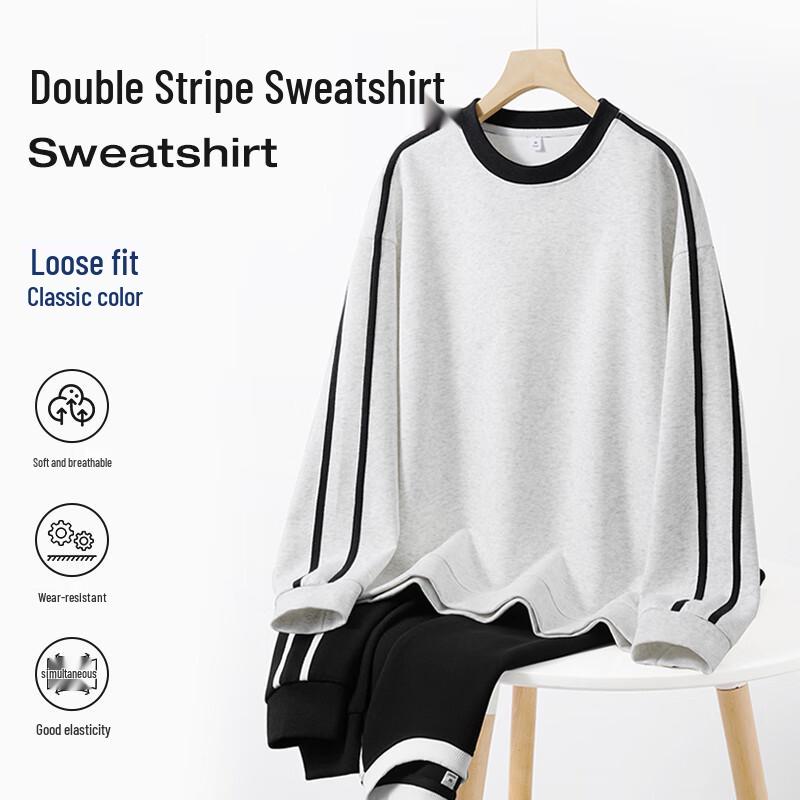 JEANSWEST Unisex American Retro Striped Letter Sweatshirt