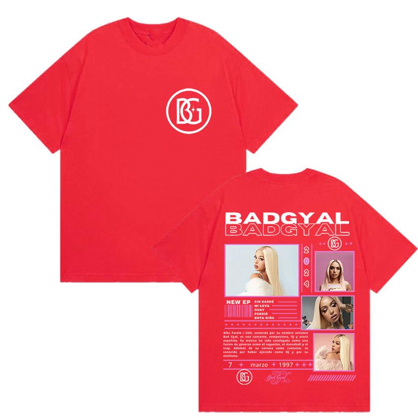 Rapper Bad Gyal Album Tour T-shirt Unisex's and Women's Summer Cotton Y2K Clothing Breathable Hip Hop Round Neck Short Sleeve Top