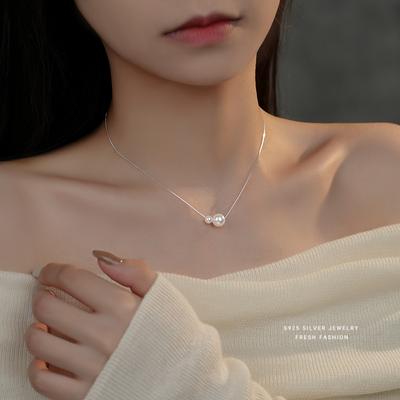 Girls Real 925 Sterling Silver Necklace Simple Light Luxury Shell Pearl Pendant for Women Wedding Party Fine S925 Jewelry