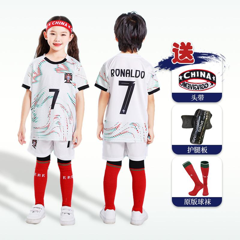 Children's football jersey set Boys and girls game clothing Real Madrid Basaro primary school jersey Training jersey