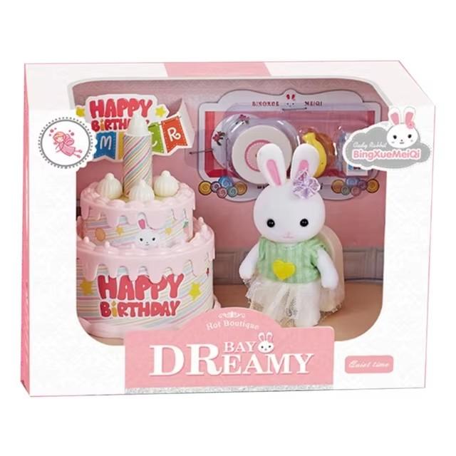 Dollhouse Miniature Furniture Set Rabbit Family Mini Toy House Set Play Game with Diverse Scenes Accessories Birthdays Gifts