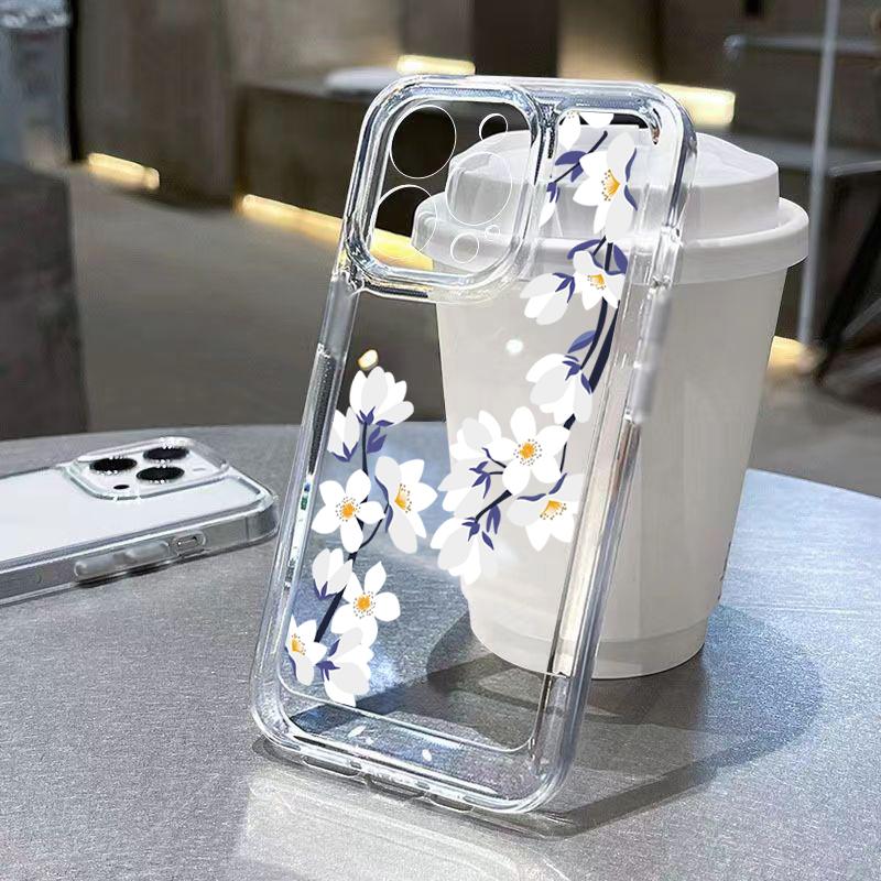 

Transparent Small Chrysanthemum Flowers Phone Case For Xiaomi Redmi Note 14 12 13 Pro Plus 5G 12S 11S 11 10S Redmi 13C 12 Cover Redmi Note 10 Pro