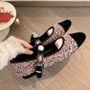 Yuanlitong 2025 spring new flat casual shoes women's retro metal word belt casual Mary Jane single shoes women