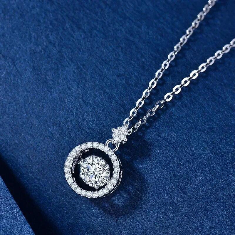 New 925 Sterling Silver 1ct D VVS1 Diamond with GRA Moissanite Beating Heart Pendant Necklace For Women Party Fine Jewelry