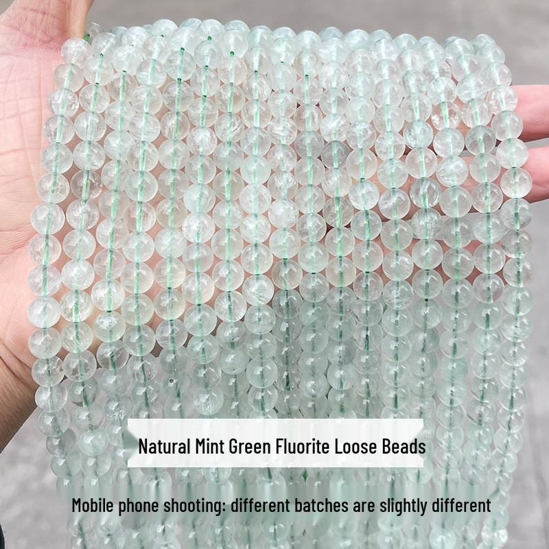 Jingde Jewelry Pulseira de Contas Redondas de Fluorita Verde Natural - Contas Soltas Semiacabadas para Acessórios de Joalheria DIY