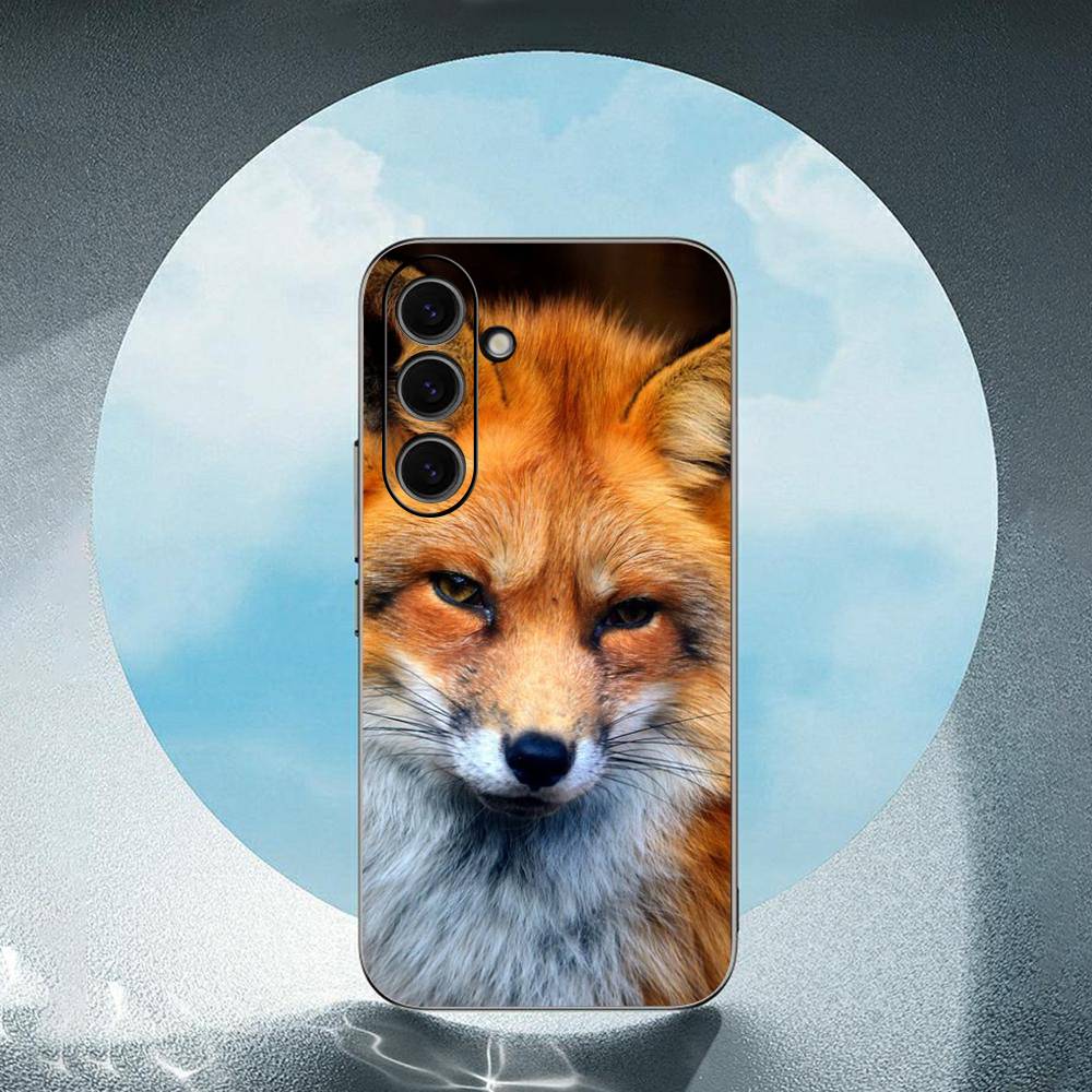Animal Fox Luxury Black Phone Case For Samsung Galaxy S23 S24 S25 Ultra S22 Plus S21
