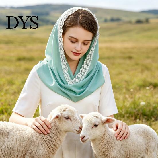 Breathable Summer Headscarf Hooded Lightweight Gauze Fabric Sun Protection Turban Windproof Spring Scarf Hat with Lace Embroidery Commuting Head Wrap
