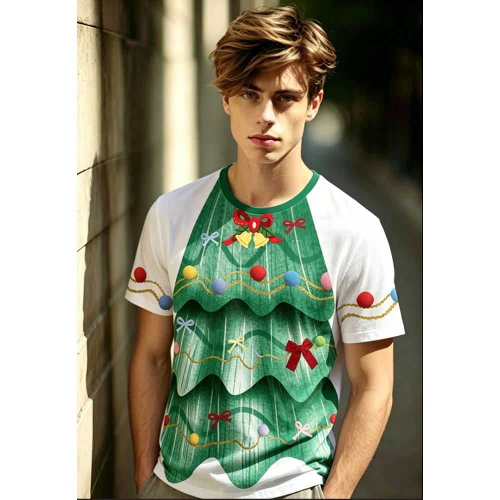 Summer Fashionable Creative Christmas Series 3D Printing Printed Short Sleeved T-shirt Comfortable Breathable Versatile Sports T-shirt