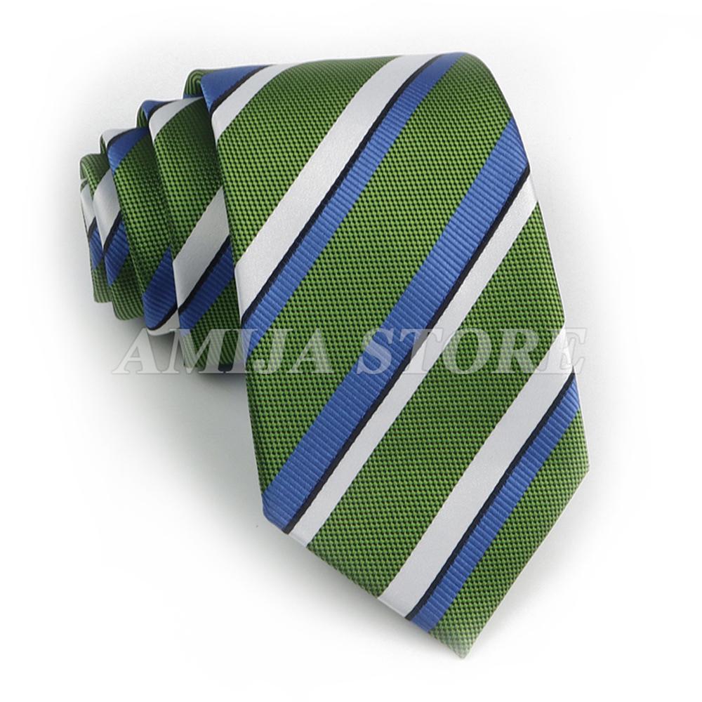 Men's Fashion Tie 7.5cm Tie Sage Green Orange Stripes Ties Business Meeting Suit Wedding Party Office Tie Men's Gift  Accessorie