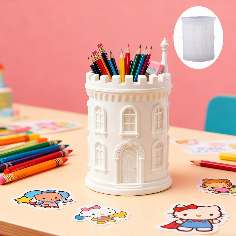 Hradní svícen Silikonová forma DIY Ručně vyráběný Betonová sádrová nádoba na svíčku Květináč Epoxidová pryskyřice Formy Domácí dekorace