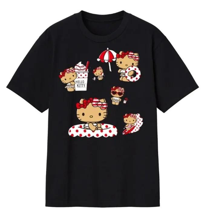 

Sanrio 2026 Summer Comic Form Hello kitty Image 100 Cotton Printed Casual Tshirt Adult Children Parentchild Top Homewear Y2k S