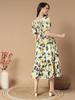 Women Empire Waist Black Midi/Calf Length Dress Gown Kurta Party Wear Top Tunic