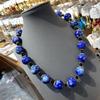 New Chinese Style 18M Blue And White Ceramic Bead Necklace, National Style, Natural Blue And Gold Glazed Beaded Gypsy Collarbone Chain