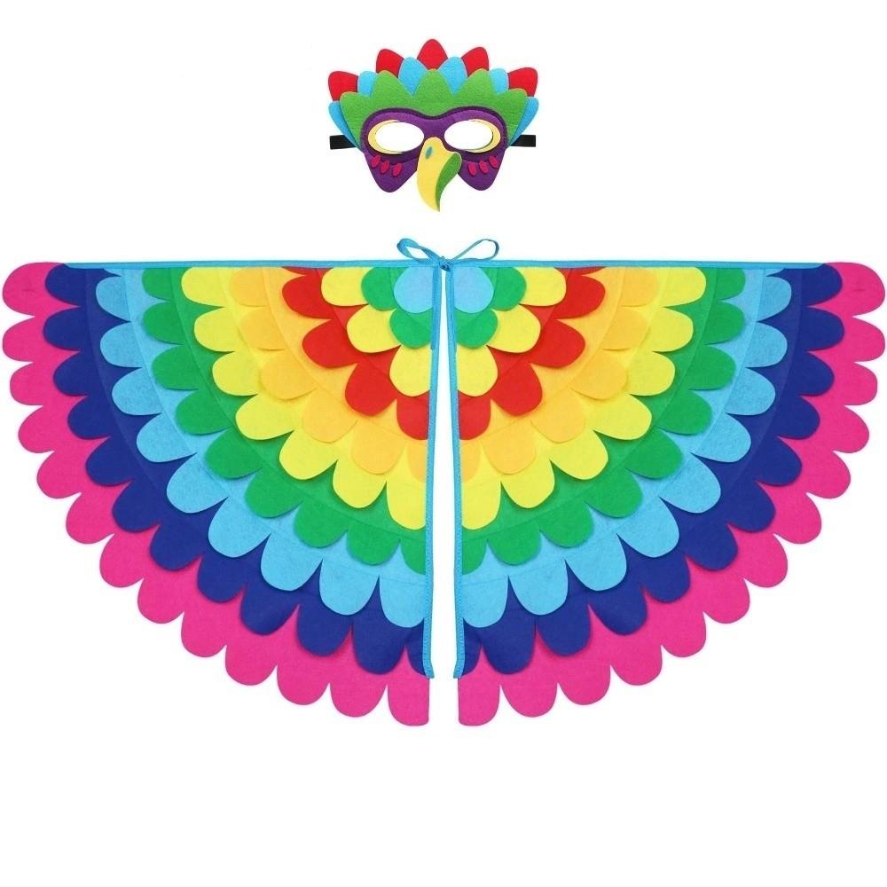 Bird Wings Halloween Cloak with Mask Felt Cloth Cape Mask Set  Stage Performance