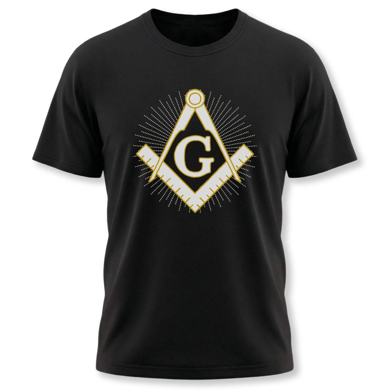 Masonic Square and Compass T-Shirt - Freemasonry Symbol Graphic Tee XXL