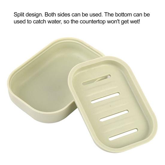 Soap Dish with Drainage Layer Shampoo Bar Holder with Lid Soap Tray Keeps Soap Dry And Clean for Bathroom Shower Bathtub Kitchen