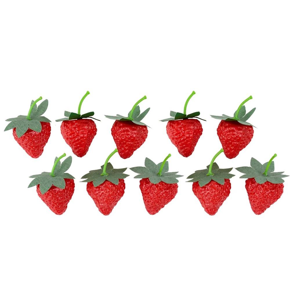

10Pcs Realistic Artificial Strawberry Fruit Ornament Decorative Simulation Strawberry Handicrafts Food Props Model 3.5 x 3.3 cm