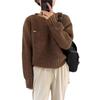 Autumn and Winter Women's Solid Color Pullover Sweater Loose Round Neck Knitted Sweater Base Top