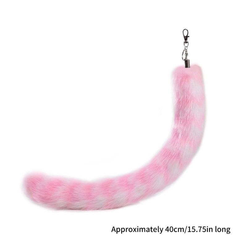 Long Animal Tail Keychain Plush Tail Charm Key Holder Keyring Pendant Decorations Purse Bag Charm for Handbag Backpacks