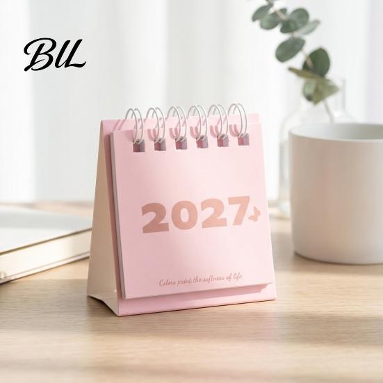 Calendar Mini Desk 2027, Jan. 2027 to Dec. Standing Flip Small Vertical Desktop Calendar, 12 Monthly Planner with Twin-Wire Binding for Home