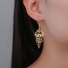 My Shape Hollow Lotus Flower Drop Earrings for Women Girls Stainless Steel Retro Unalome Earring Yoga Fashion Amulet Jewelry