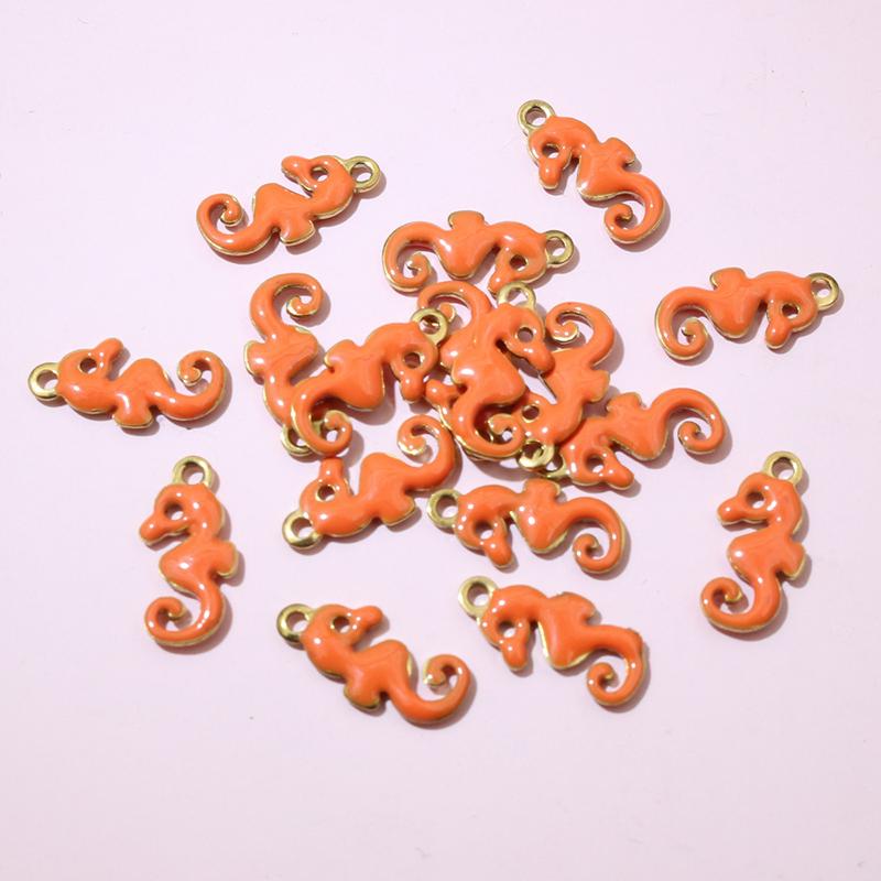 20pcs 12x6mm Stainless Steel Seahorse Hippocampus Enamel Charms Pendant Stainless Steel DIY Jewelry Making Accessories Findings